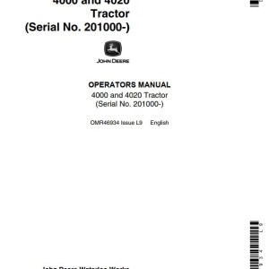 John Deere 4000 4020 Operators Manual OMR46934