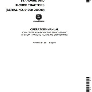 John Deere 4020 Operators Manual OMR41754