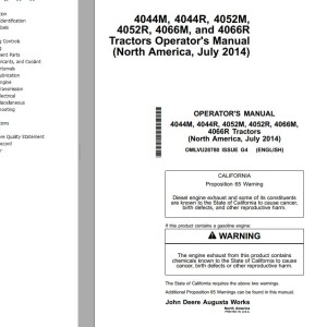 John Deere 4044M 4044R 4052M 4052R 4066M 4066R Operator's Manual