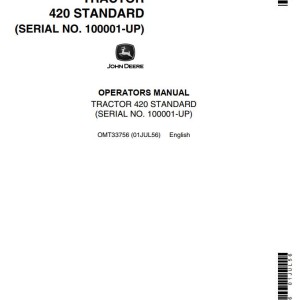 John Deere 420 Operators Manual OMT33756