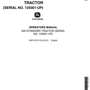 John Deere 420 Standard Tractor Operators Manual