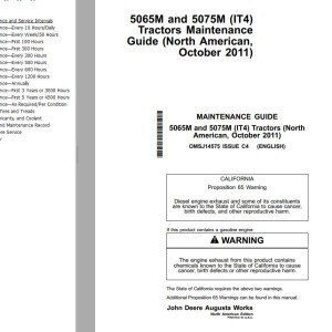 John Deere 5065M 5075M (IT4) Maintenance Guide OMSJ14575