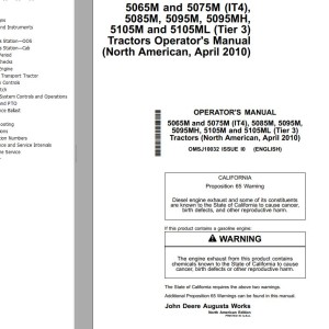 John Deere 5065M to 5105ML (Tier 3) Operator's Manual OMSJ10032