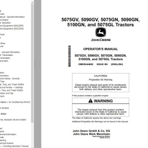 John Deere 5075GV to 5075GL Operator's Manual