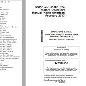 John Deere 5085E 5100E (IT4) Operator's Manual