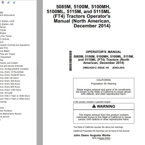John Deere 5085M to 5115ML (FT4) Operator's Manual