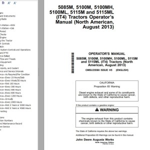 John Deere 5085M to 5115ML (IT4) Operator's Manual OMSU35588