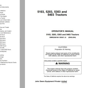 John Deere 5103 5203 5303 5403 Operator's Manual OMRE268160