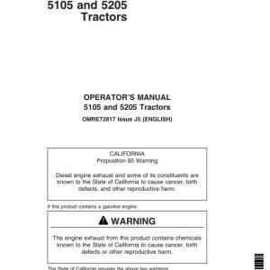 John Deere 5105 5205 Operator's Manual OMRE72817