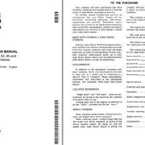 John Deere 55 95 105 Operators Manual