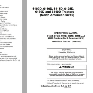John Deere 6100D to 6140D Operator's Manual OMRE283529