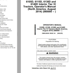 John Deere 6105D to 6140D Interim Tier IV Operator's Manual OMSU38638
