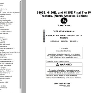 John Deere 6105E 6120E 6135E Final Tier IV Operator's Manual OMSU63548