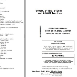John Deere 6105M 6115M 6125M 6140M Operator's Manual OMAL213158