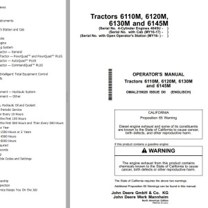 John Deere 6110M 6120M 6130M 6145M Operator's Manual