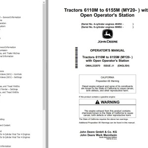 John Deere 6110M to 6155M Operator's Manual OMAL232870