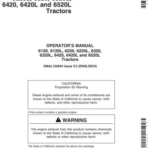 John Deere 6120 to 6520L Operator's Manual