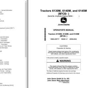 John Deere 6130M 6140M 6145M Operators Manual OMAL229717