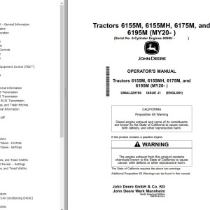 John Deere 6155M 6155MH 6175M 6195M Operator's Manual OMAL229766