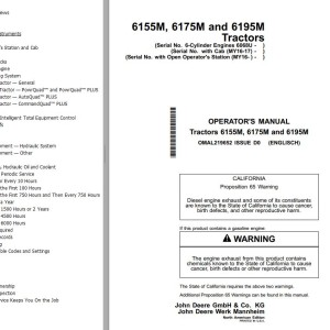 John Deere 6155M 6175M 6195M Operator's Manual