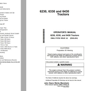 John Deere 6230 6330 6430 Operator's Manual OMAL179798