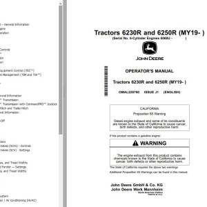 John Deere 6230R 6250R Operators Manual OMAL228760