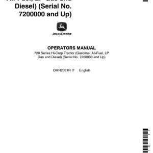 John Deere 720 Series Operators Manual OMR2061R