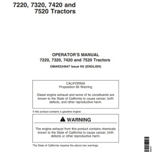 John Deere 7220 7320 7420 7520 Operator's Manual OMAR224647