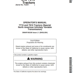 John Deere 7710 7810 Operator's Manual