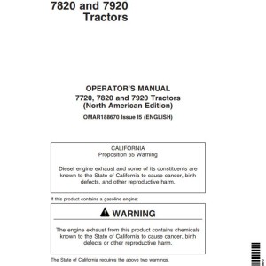 John Deere 7720 7820 7920 Operator's Manual OMAR188670