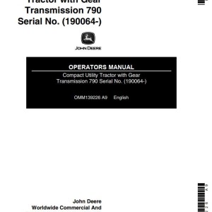 John Deere 790 Operators Manual OMM139226 EN ES