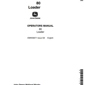 John Deere 80 Operators Manual OMW38971