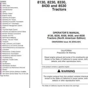 John Deere 8130 8230 8330 8430 8530 Operator's Manual