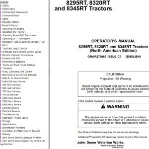 John Deere 8295RT 8320RT 8345RT Operator's Manual OMAR276060