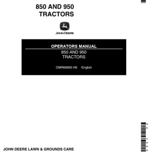 John Deere 850 950 Operators Manual