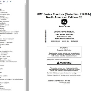 John Deere 8RT Series Operator's Manual