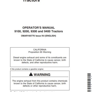 John Deere 9100 9200 9300 9400 Operator's Manual