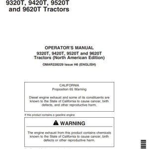 John Deere 9320T 9420T 9520T 9620T Operator's Manual OMAR228229