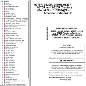 John Deere 9370R to 9620R Operator's Manual
