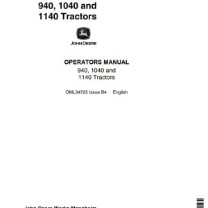John Deere 940 1040 1140 Operators Manual OML34725