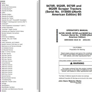 John Deere 9470R 9520R 9570R 9620R Operator's Manual