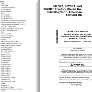 John Deere 9470RT 9520RT 9570RT Operator's Manual