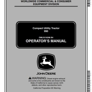 John Deere 990 Operator's Manual OMLVU16396 EN ES