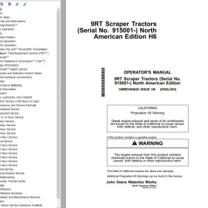 John Deere 9RT Scraper Tractor Operator's Manual