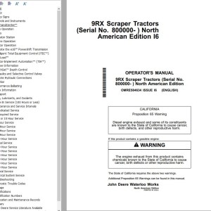 John Deere 9RX Scraper Tractor Operator's Manual