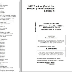 John Deere 9RX Tractor Operator's Manual