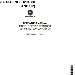 John Deere B Series Operators Manual