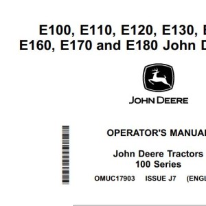 John Deere E100 to E180 Operator's Manual