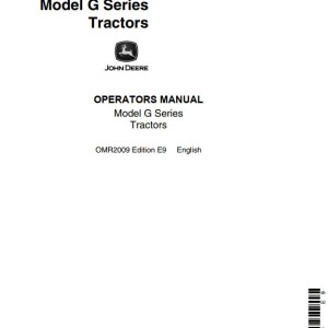 John Deere G Series Operators Manual OMR2009