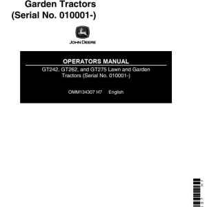 John Deere GT242 GT262 GT275 Operators Manual OMM134307